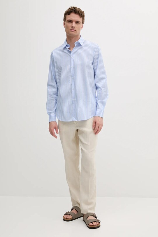 Λινό παντελόνι United Colors of Benetton 4AGH55HW8 μπεζ SS25