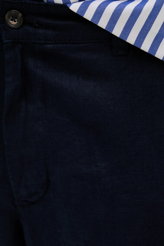 Λινό παντελόνι United Colors of Benetton σκούρο μπλε 4AGH55HW8