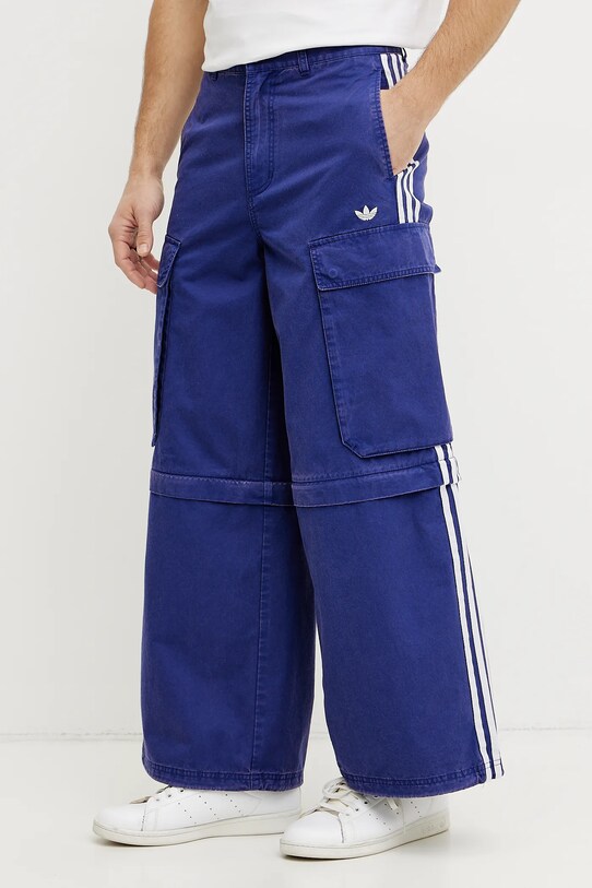 Βαμβακερό παντελόνι adidas Originals CARGO PANTS απλικέ μωβ JY6294