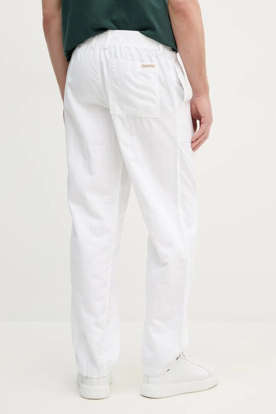 Ρούχα Παντελόνι με λινό μείγμα Calvin Klein Jeans J30J327288 λευκό