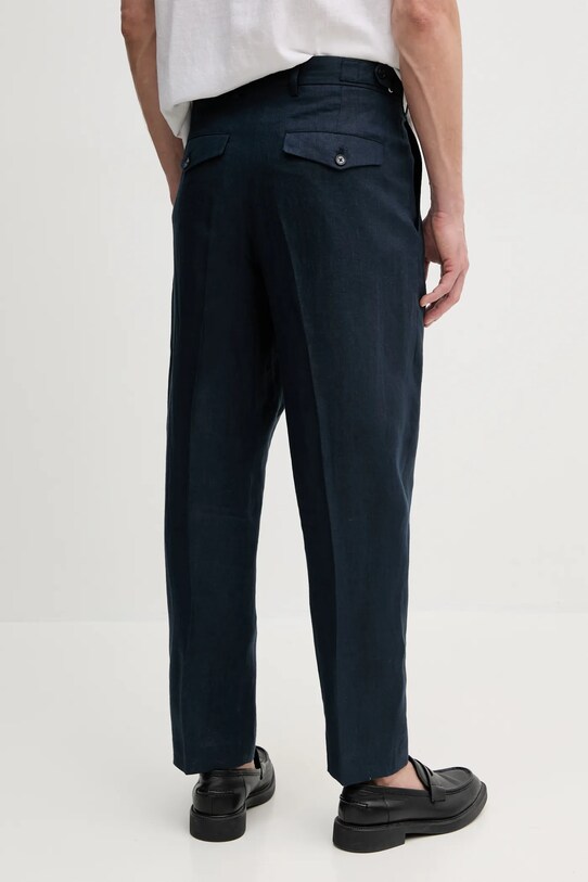 Λινό παντελόνι Tommy Hilfiger SQTHL5607.SQTH500 σκούρο μπλε SS25
