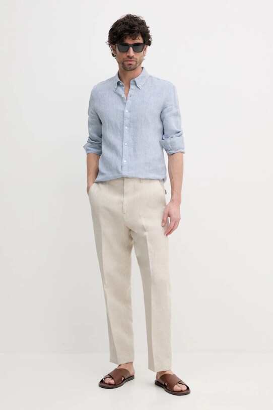 Λινό παντελόνι Tommy Hilfiger SQTHL5607.SQTH500 μπεζ SS25