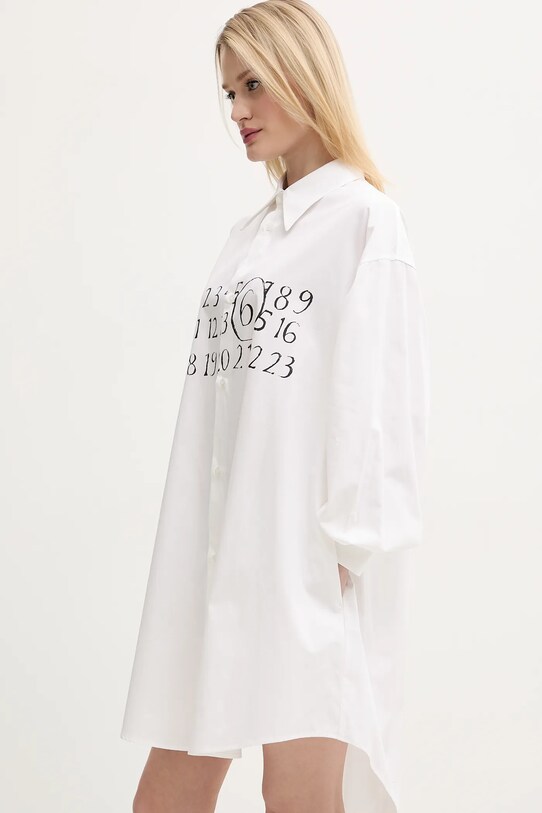 Βαμβακερό φόρεμα MM6 Maison Margiela μπεζ S52CT0787.M35152