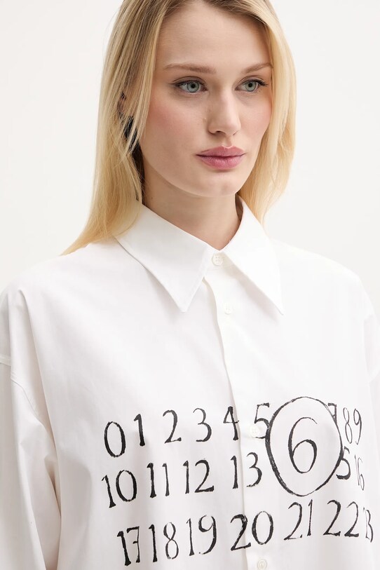 Βαμβακερό φόρεμα MM6 Maison Margiela S52CT0787.M35152 μπεζ
