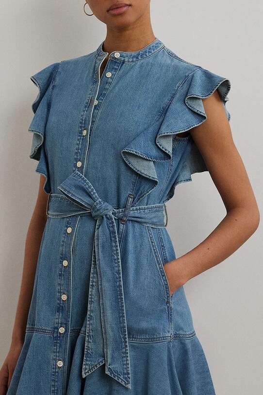 Βαμβακερό φόρεμα Lauren Ralph Lauren μπλε 200963899
