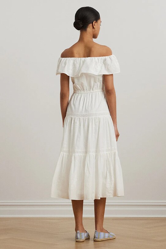 Βαμβακερό φόρεμα Lauren Ralph Lauren 200966195 λευκό SS25