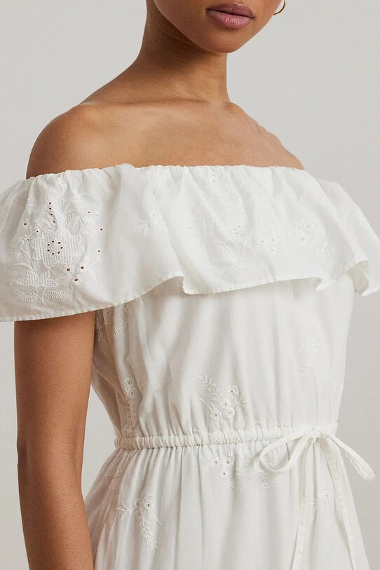 Βαμβακερό φόρεμα Lauren Ralph Lauren λευκό 200966195