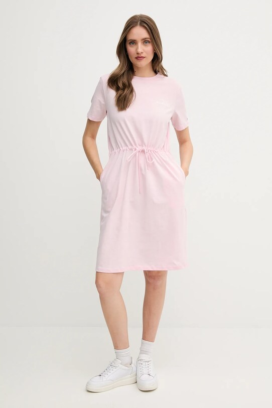 Βαμβακερό φόρεμα Tommy Hilfiger WW0WW45529 ροζ SS25