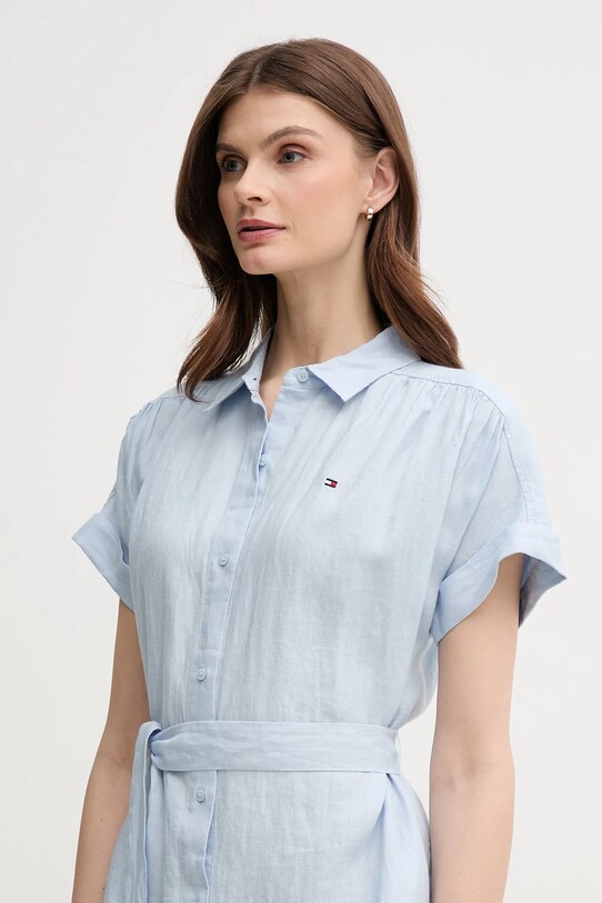 Λινό φόρεμα Tommy Hilfiger WW0WW44653 μπλε