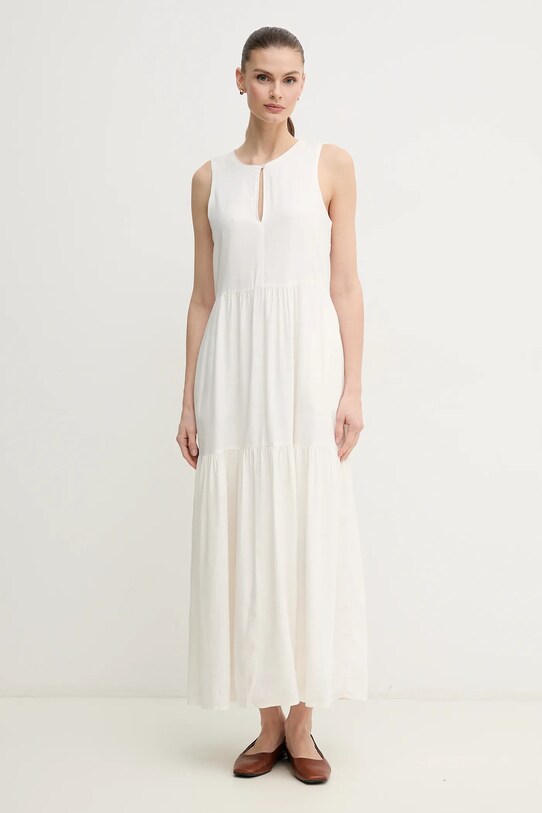 Λινό φόρεμα Dkny DJ5D9059 μπεζ SS25
