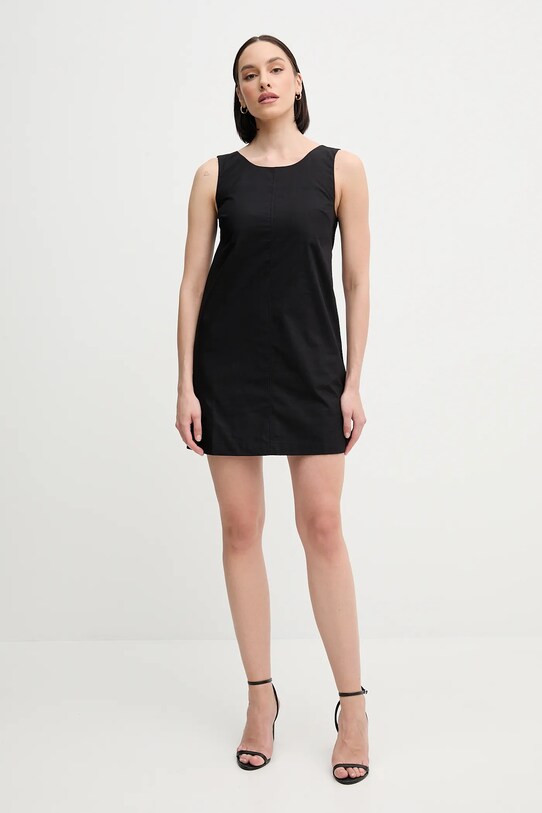 Βαμβακερό φόρεμα Calvin Klein Jeans LV047AB000 μαύρο SS25