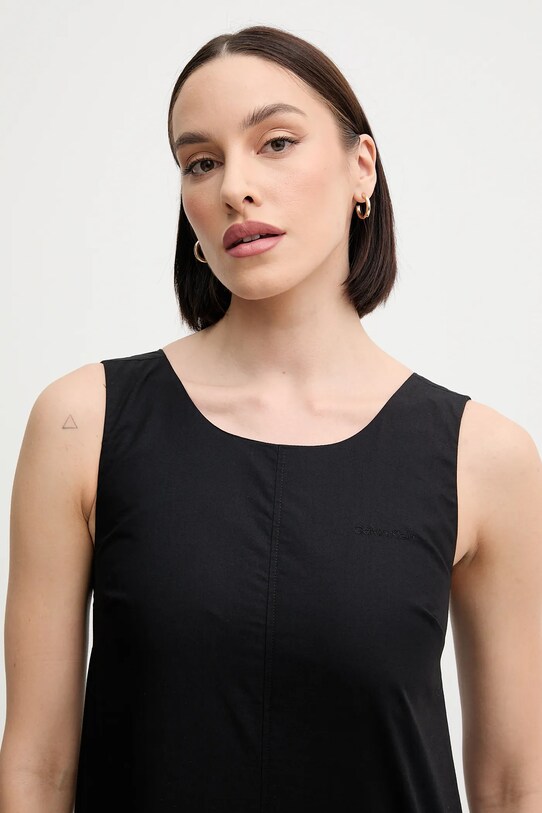Βαμβακερό φόρεμα Calvin Klein Jeans μαύρο LV047AB000