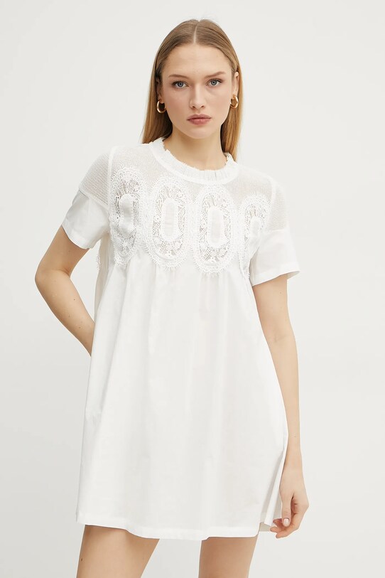 Βαμβακερό φόρεμα Ermanno Scervino casual λευκό 56TQ037E36