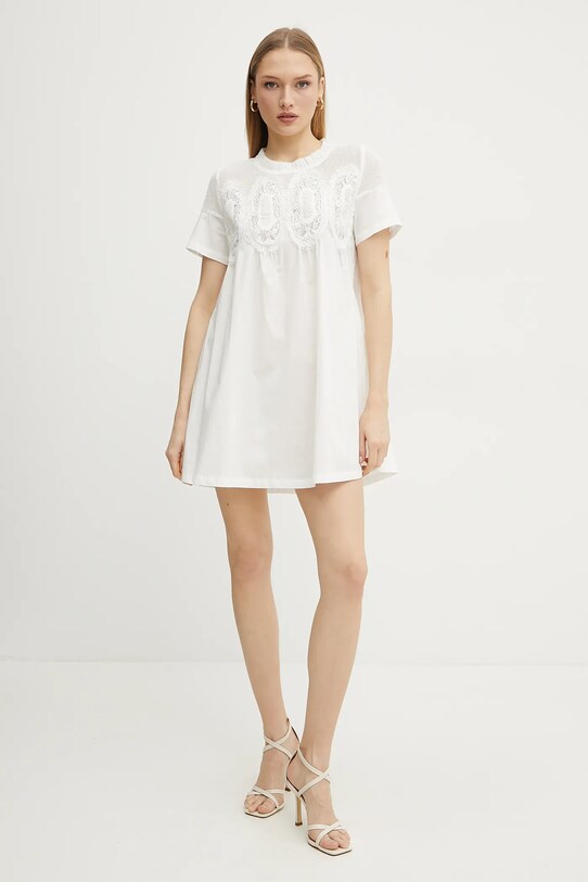 Βαμβακερό φόρεμα Ermanno Scervino 56TQ037E36 λευκό SS25