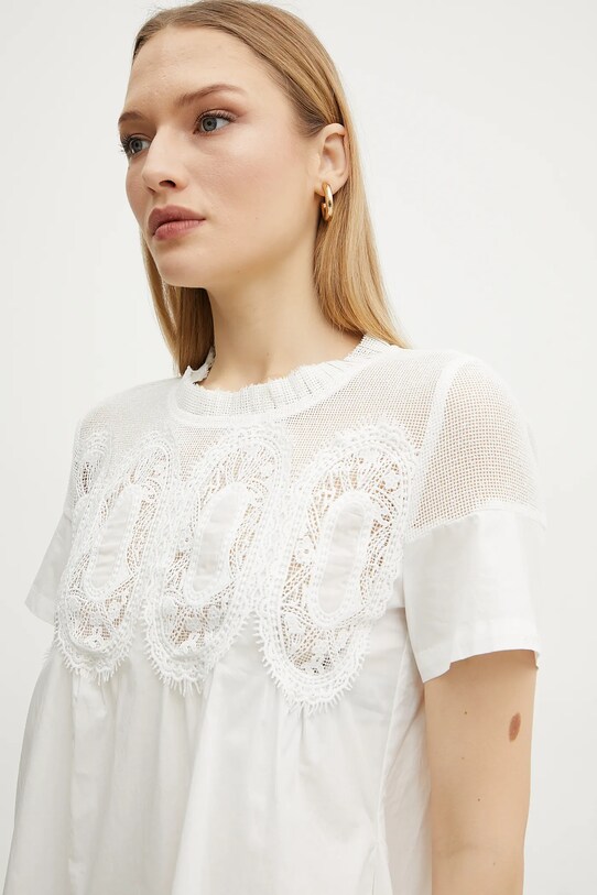 Βαμβακερό φόρεμα Ermanno Scervino λευκό 56TQ037E36