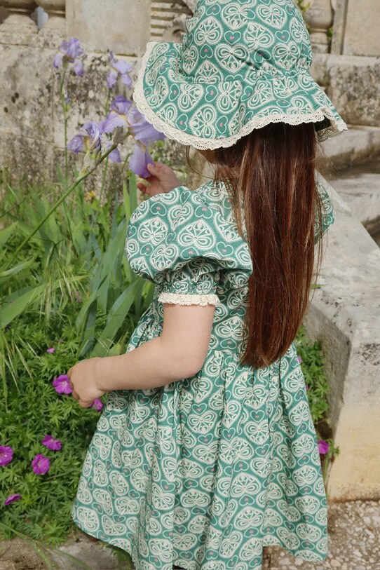 Παιδικό βαμβακερό φόρεμα Konges Sløjd COEUR LACE DRESS GOTS βαμβάκι τιρκουάζ KS102650