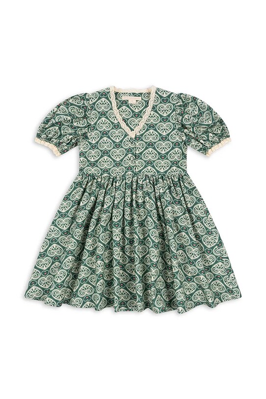 Παιδικό βαμβακερό φόρεμα Konges Sløjd COEUR LACE DRESS GOTS KS102650 τιρκουάζ SS25