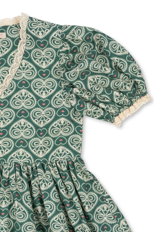 Παιδικό βαμβακερό φόρεμα Konges Sløjd COEUR LACE DRESS GOTS τιρκουάζ KS102650