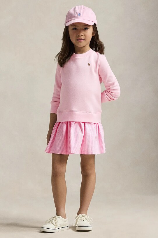 Παιδικό φόρεμα Polo Ralph Lauren λεπτό μοτίβο ροζ 312965124001