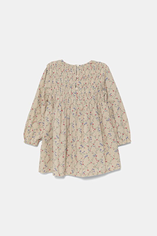 Παιδικό βαμβακερό φόρεμα United Colors of Benetton 40VFGV028.P.Seasonal μπεζ SS25