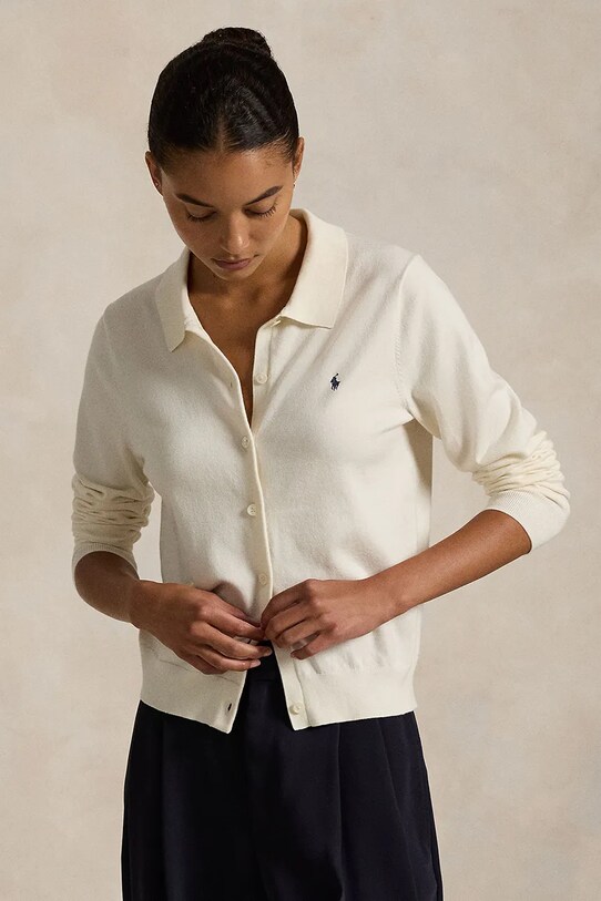 Βαμβακερή ζακέτα Polo Ralph Lauren βαμβάκι μπεζ 211959285
