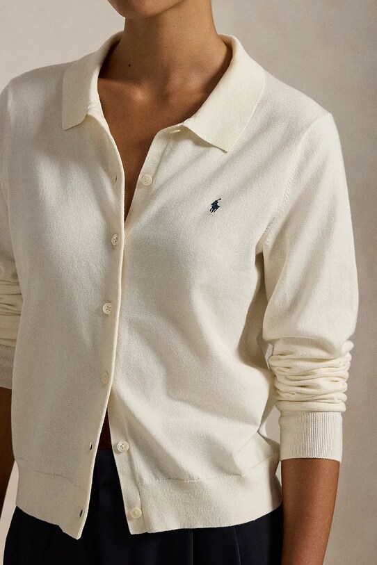 Βαμβακερή ζακέτα Polo Ralph Lauren μπεζ 211959285