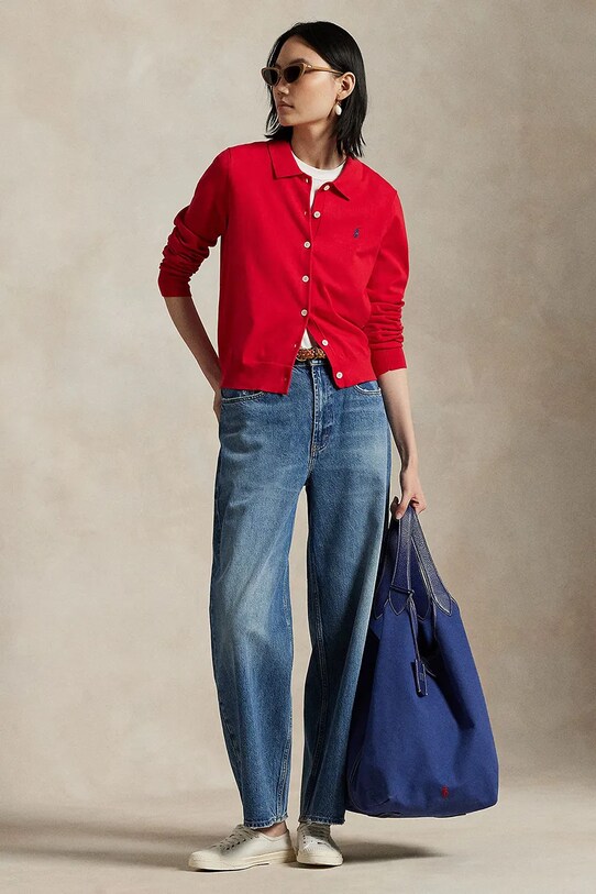 Ρούχα Βαμβακερή ζακέτα Polo Ralph Lauren 211959285 κόκκινο