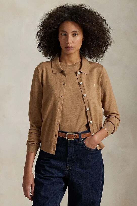 Βαμβακερή ζακέτα Polo Ralph Lauren βαμβάκι μπεζ 211959285