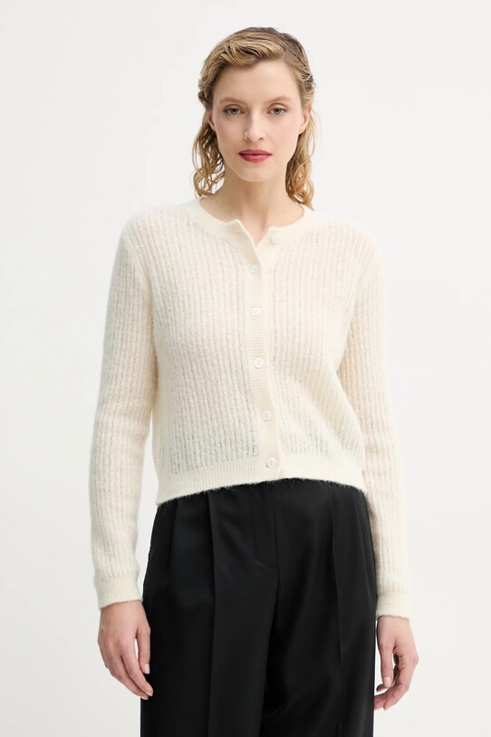 Ζακέτα από μίγμα μαλλιού A.P.C. cardigan milo λεπτή μπεζ WPABE.F22246