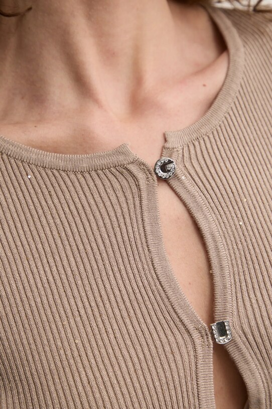 Πλεκτή ζακέτα Guess EDEN W5RR17.Z34O0 καφέ