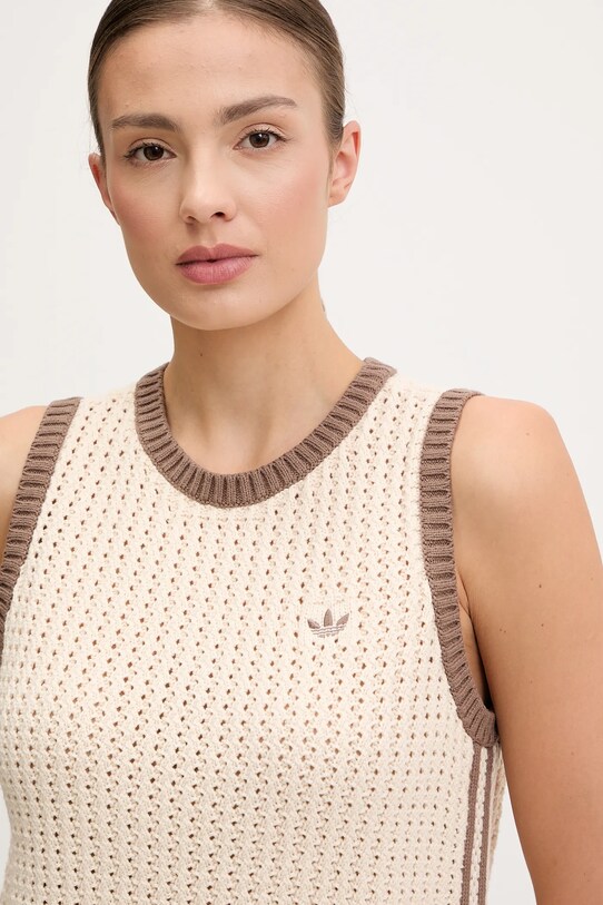 Γιλέκο adidas Originals KNITTED VEST μπεζ JD0904