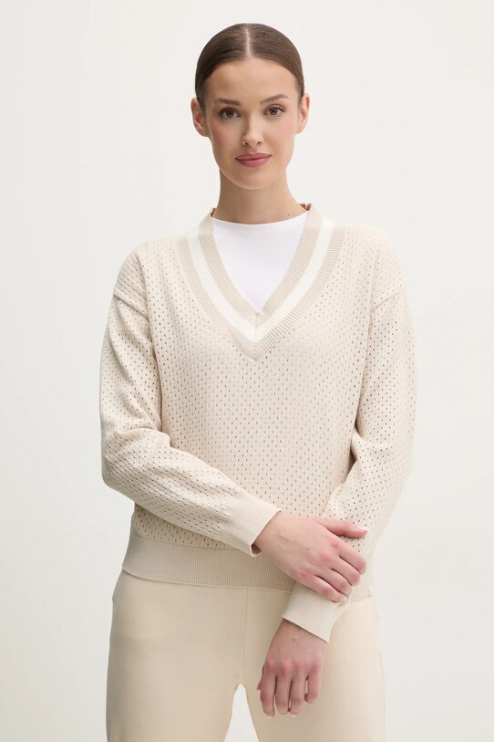 Βαμβακερό πουλόβερ Dkny βαμβάκι μπεζ DP5R6017