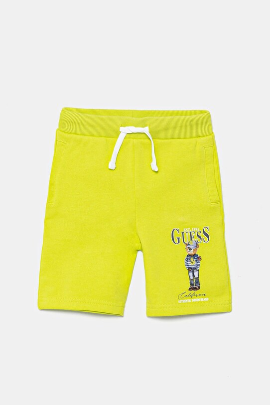 Παιδικό βαμβακερό σορτς Guess βαμβάκι πράσινο N5RD03.KAD74.PPYA