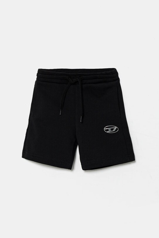 Παιδικό βαμβακερό σορτς Diesel PMACISHORT SHORTS απλικέ μαύρο J02239