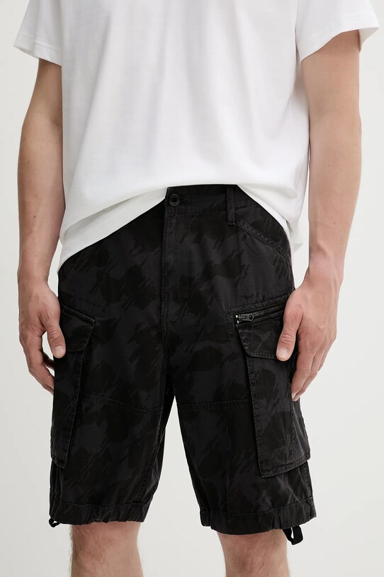 Βαμβακερό σορτσάκι G-Star Raw ύφασμα μαύρο D08566.D955