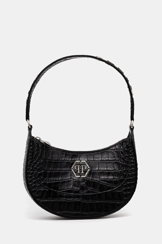 Δερμάτινη τσάντα Philipp Plein λείο δέρμα μαύρο SAEA.WBA2064.PLE010N