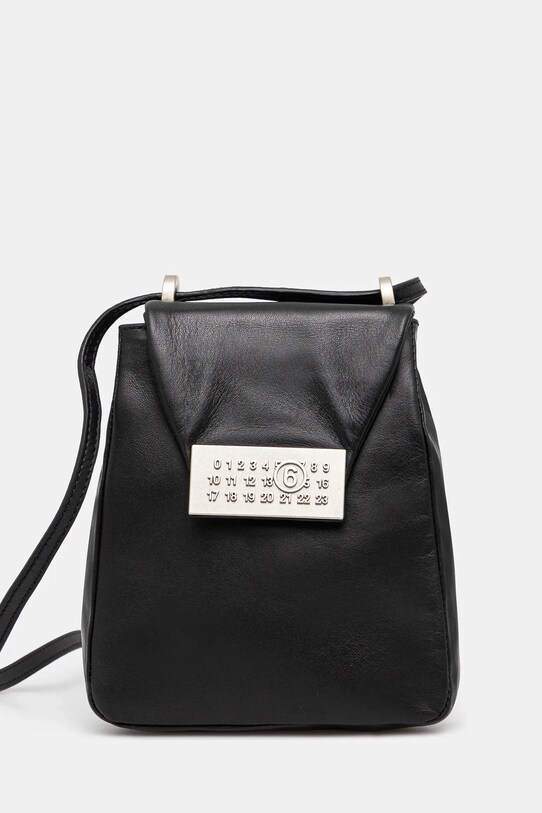 Δερμάτινη τσάντα MM6 Maison Margiela λείο δέρμα μαύρο SB6WG0013