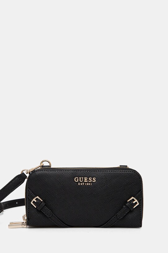 Τσάντα Guess BRAMINA απομίμηση λείου δέρματος μαύρο HWZG96.36790