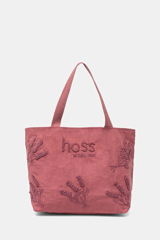 Τσάντα από λινό ύφασμα Hoss Intropia υφασμάτινο ροζ 2059289