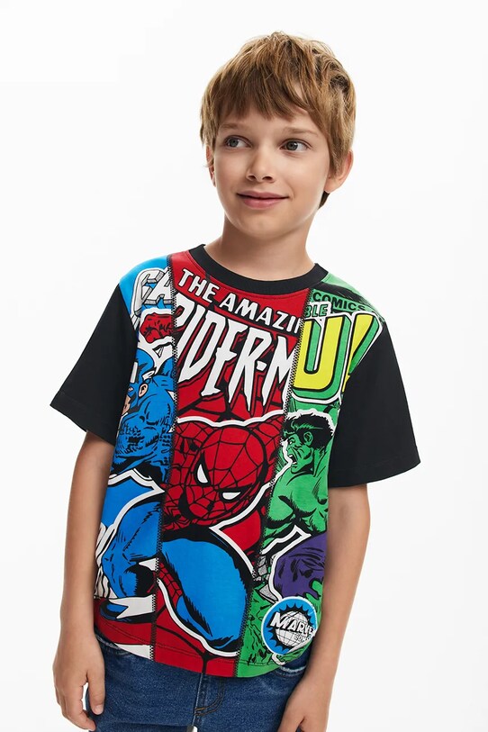 Παιδικό βαμβακερό μπλουζάκι Desigual x Marvel βαμβάκι κόκκινο 25SBTK06