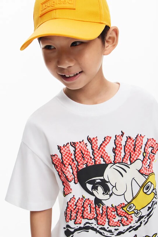 Παιδικό βαμβακερό μπλουζάκι Desigual x Disney 25SBTK14 λευκό