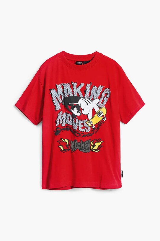 Παιδικό βαμβακερό μπλουζάκι Desigual x Disney 25SBTK14 κόκκινο SS25