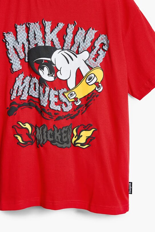 Παιδικό βαμβακερό μπλουζάκι Desigual x Disney κόκκινο 25SBTK14