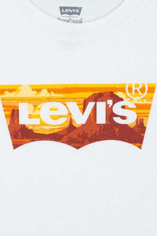 Αγορίστικα Παιδικό μπλουζάκι Levi's GOLDEN GLOW BATWING TEE 9EM295 λευκό
