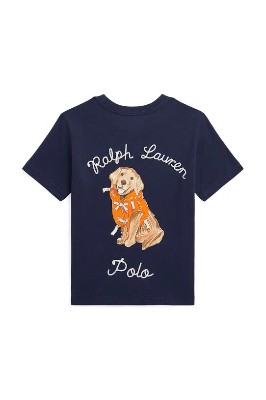 Παιδικό βαμβακερό μπλουζάκι Polo Ralph Lauren στάμπα σκούρο μπλε 322964136001