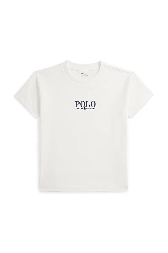 Παιδικό βαμβακερό μπλουζάκι Polo Ralph Lauren απλικέ λευκό 322964779002