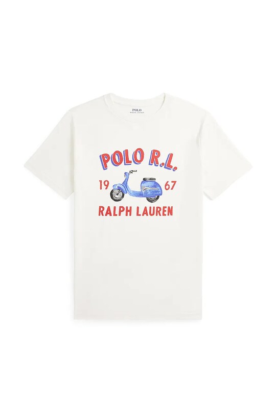 Παιδικό βαμβακερό μπλουζάκι Polo Ralph Lauren στάμπα λευκό 323965889001