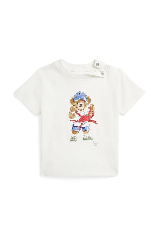 Μωρό βαμβακερό μπλουζάκι Polo Ralph Lauren στάμπα λευκό 320965276002