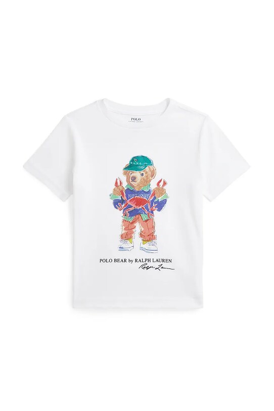 Παιδικό βαμβακερό μπλουζάκι Polo Ralph Lauren στάμπα λευκό 322973136002