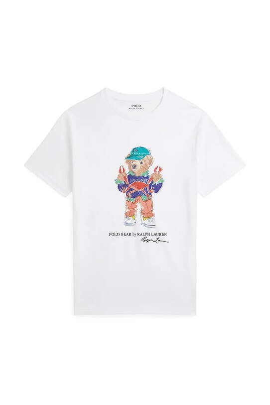 Παιδικό βαμβακερό μπλουζάκι Polo Ralph Lauren στάμπα λευκό 323973136002